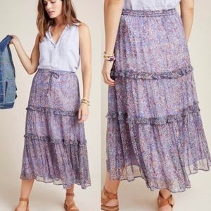 Anthropologie Purple Tiered Skirt